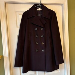 J. Crew Vintage Wool Double-Breasted Plum Purple Peacoat, women’s tall, size L